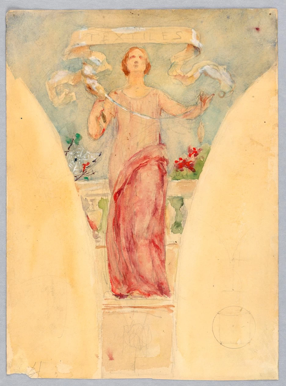 Personificazione di Tessuti, Studio per la cupola del Manufacturer's Building, World's Columbian Exposition, Chicago - Smithsonian Institution, Gift of Mrs